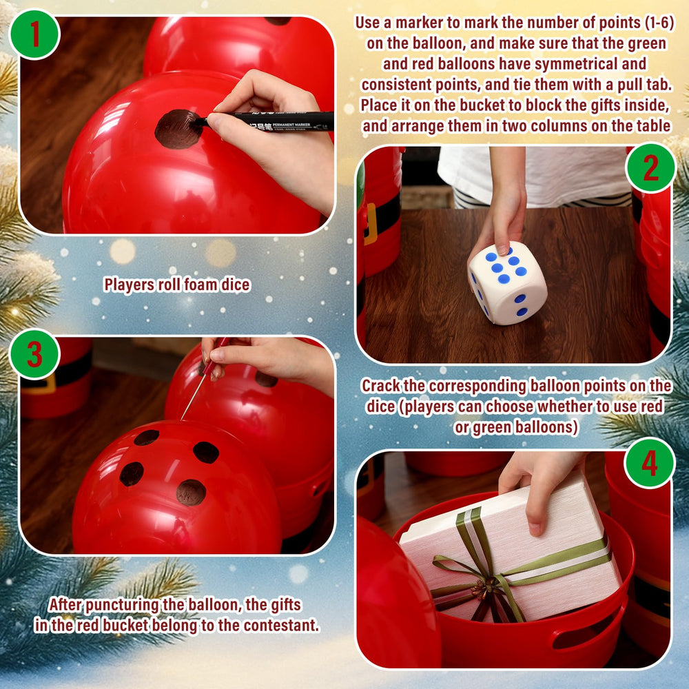 Arrowbash red and green balloons add festive color and durability.