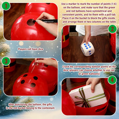 Arrowbash red and green balloons add festive color and durability.