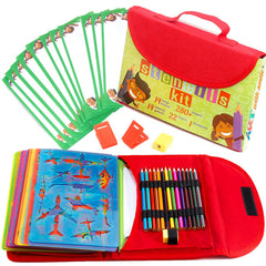 Art with Smile drawing stencils kit carry case keeps art supplies organized for on-the-go creativity.