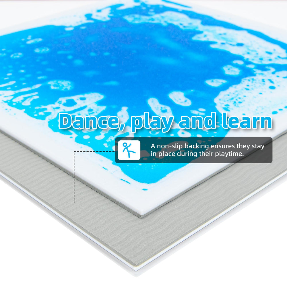 Art3d Liquid Sensory Floor Tile under light glows with color shifts.