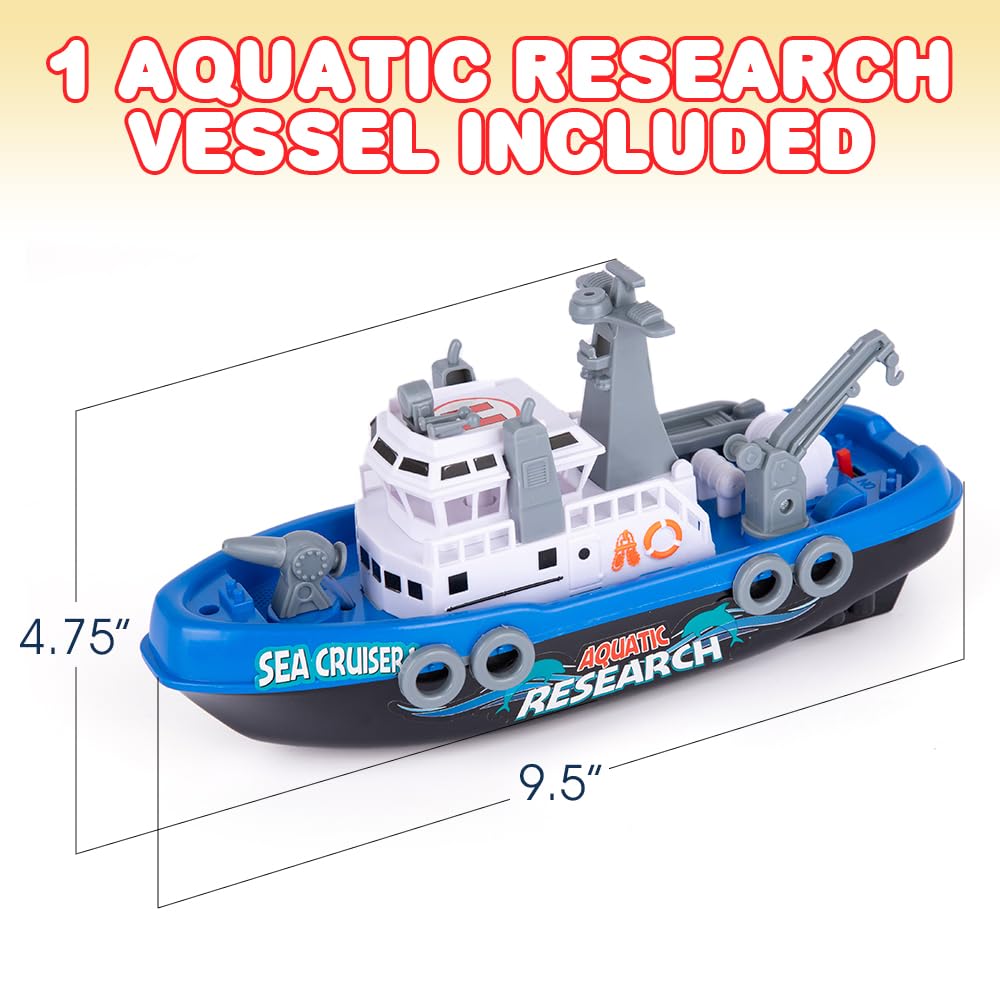 ArtCreativity Aquatic Research Vessel in bath demonstrates imaginative storytelling during tub time.