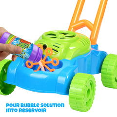 ArtCreativity bubble lawn mower includes bubble solution for immediate play.