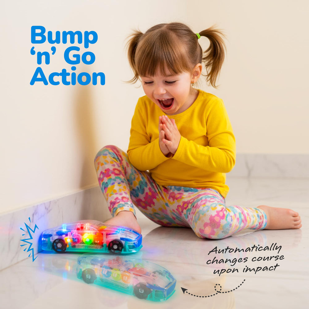ArtCreativity bumper and go car lights up during play for movement