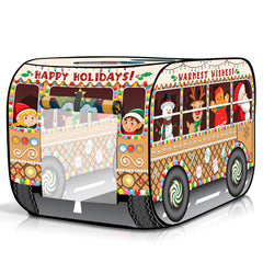 ArtCreativity Christmas Bus Tent side view highlights spacious interior for group storytelling