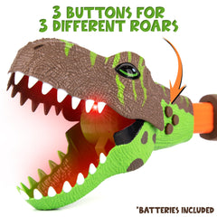 ArtCreativity Dinosaur Grabber with LED mouth light adds visual excitement in dim rooms.