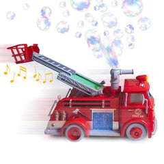 ArtCreativity fire truck bubble machine side view for outdoor imaginative play