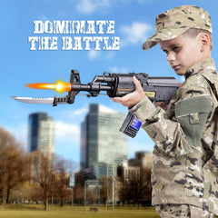 ArtCreativity imaginative play with a toy gun for storytelling.