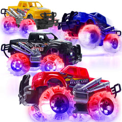 ArtCreativity light-up monster trucks with LED wheels spark colorful playtime.