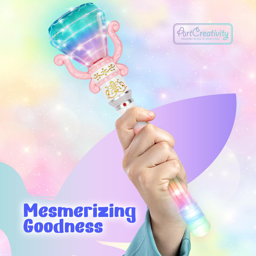 ArtCreativity light up spinning diamond princess wand mid LED swirl boosts party fun