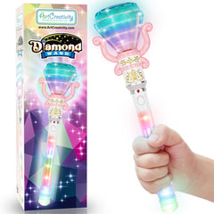 ArtCreativity light up spinning diamond princess wand top LED glow for imaginative play