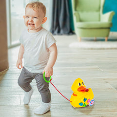ArtCreativity pull-along duck toy with 3 wheels entertains kids on the move.