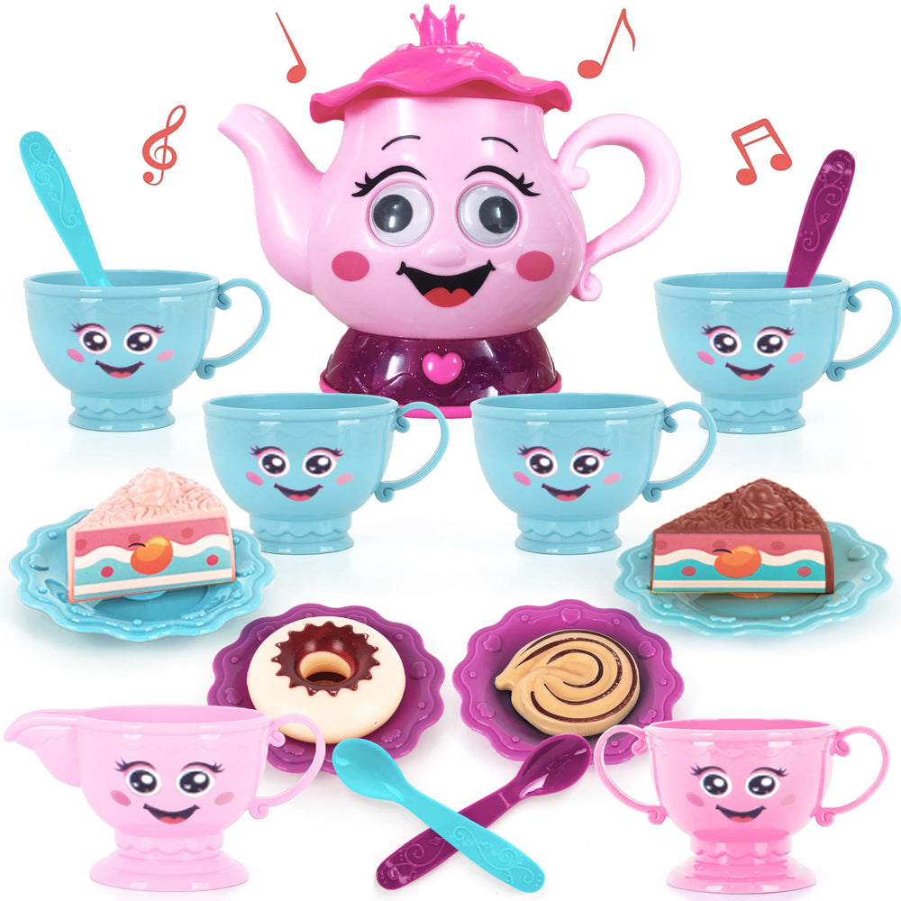 ArtCreativity musical tea set teapot with motion-activated pour enhances pretend play