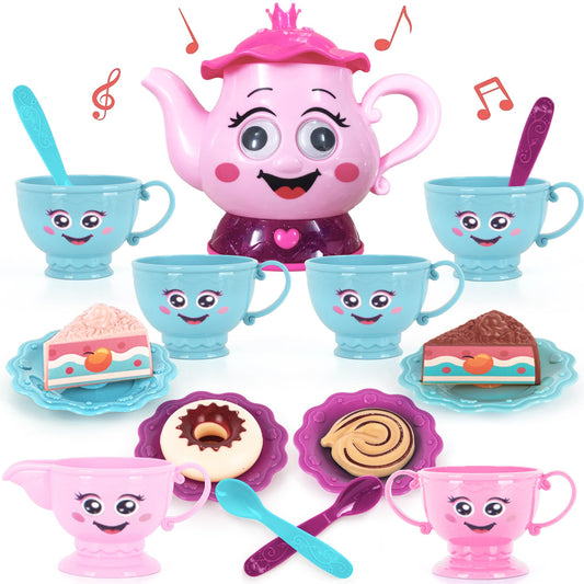 ArtCreativity musical tea set teapot with motion-activated pour enhances pretend play