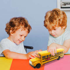 ArtCreativity yellow bus with rubber tires for smooth rolling.