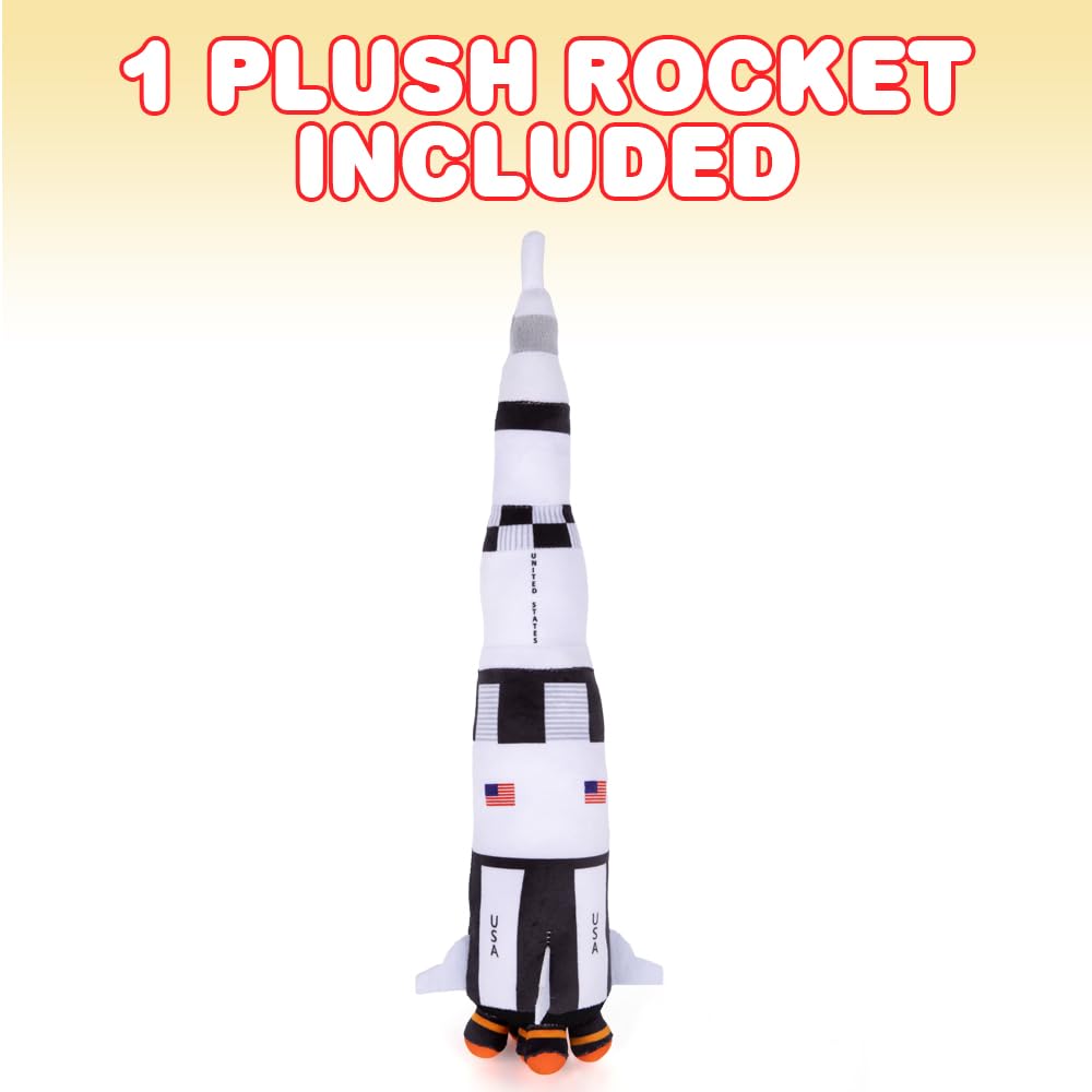 Close-up of the space shuttle plush design with white, black, grey, and USA flag colors.