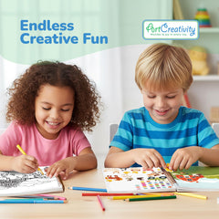 ArtCreativity Sticker Activity Book pages open showing themed scenes for imaginative play.