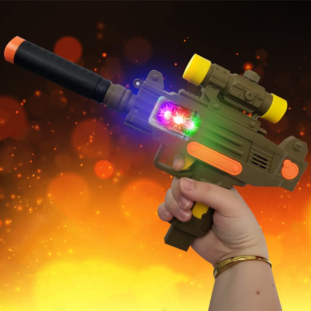 ArtCreativity Uzi toy gun lights up and emits sounds for immersive pretend battles