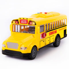 ArtCreativity yellow school bus front view with flashing lights for engaging imaginative play