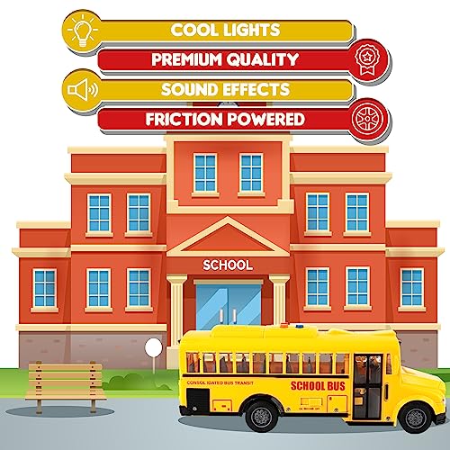 ArtCreativity yellow school bus interior view reveals seats through rear door