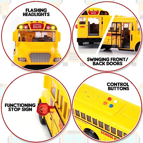 ArtCreativity yellow school bus top with four buttons delivers varied sounds for play