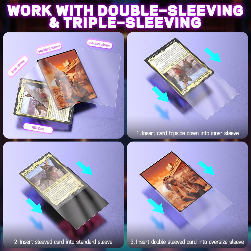 Artimana MTG Fallout Sunset sleeves compatible with inner and outer sleeves for extra protection.