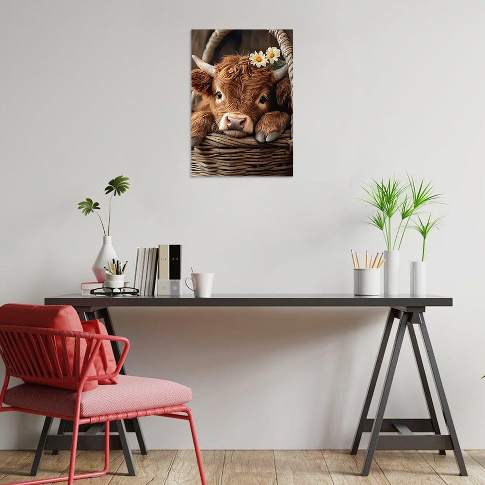 Artinhand Highland Cow puzzle assembly on table fuels focus and conversation
