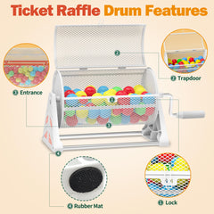 ArtiSpin raffle drum sealed edge door prevents accidental openings and jams