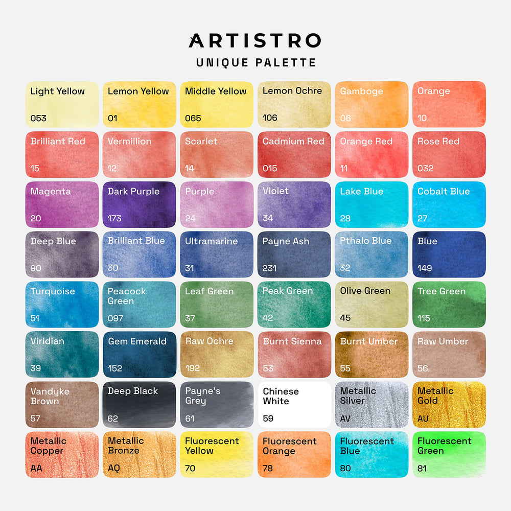 Bright fluorescent colors from ARTISTRO ready for neon accents