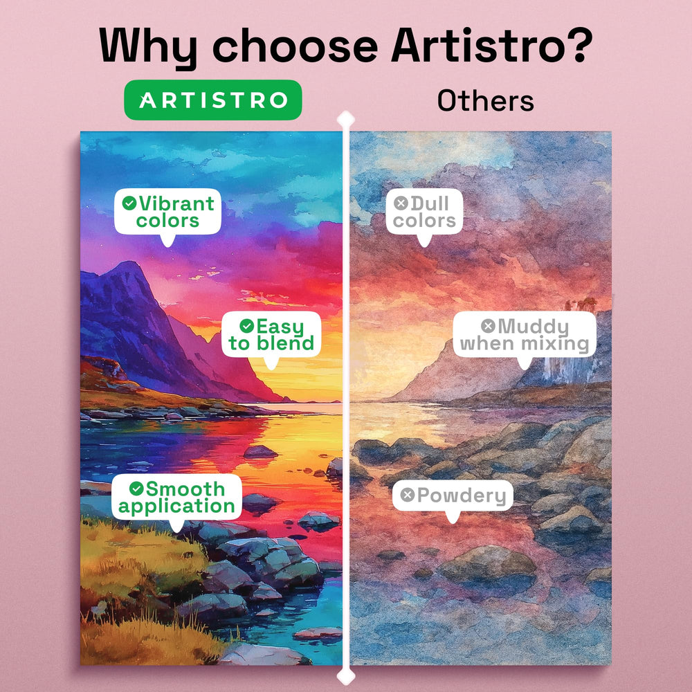 ARTISTRO vivid shades collection provides rich color options for gradients and details.