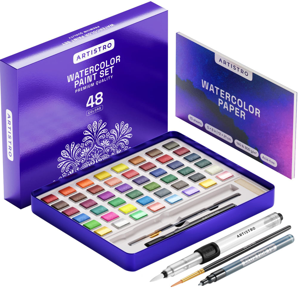 ARTISTRO watercolor palette in a compact box for vibrant on-the-go painting