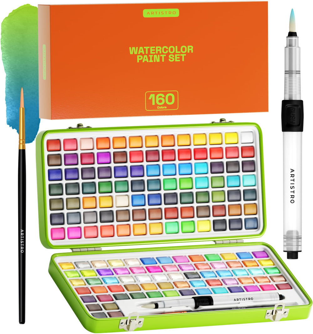 ARTISTRO watercolor set with 160 colors for vibrant on the go painting