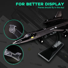 ArtorBricks SR-71 Blackbird display stand included for stable showcasing.