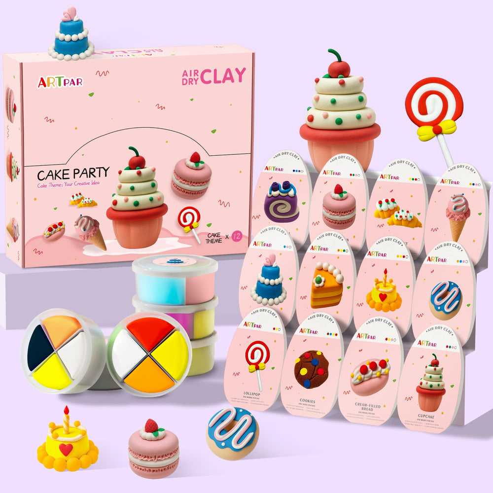 ARTPAR air dry clay kit box top view with colorful compartments for kids