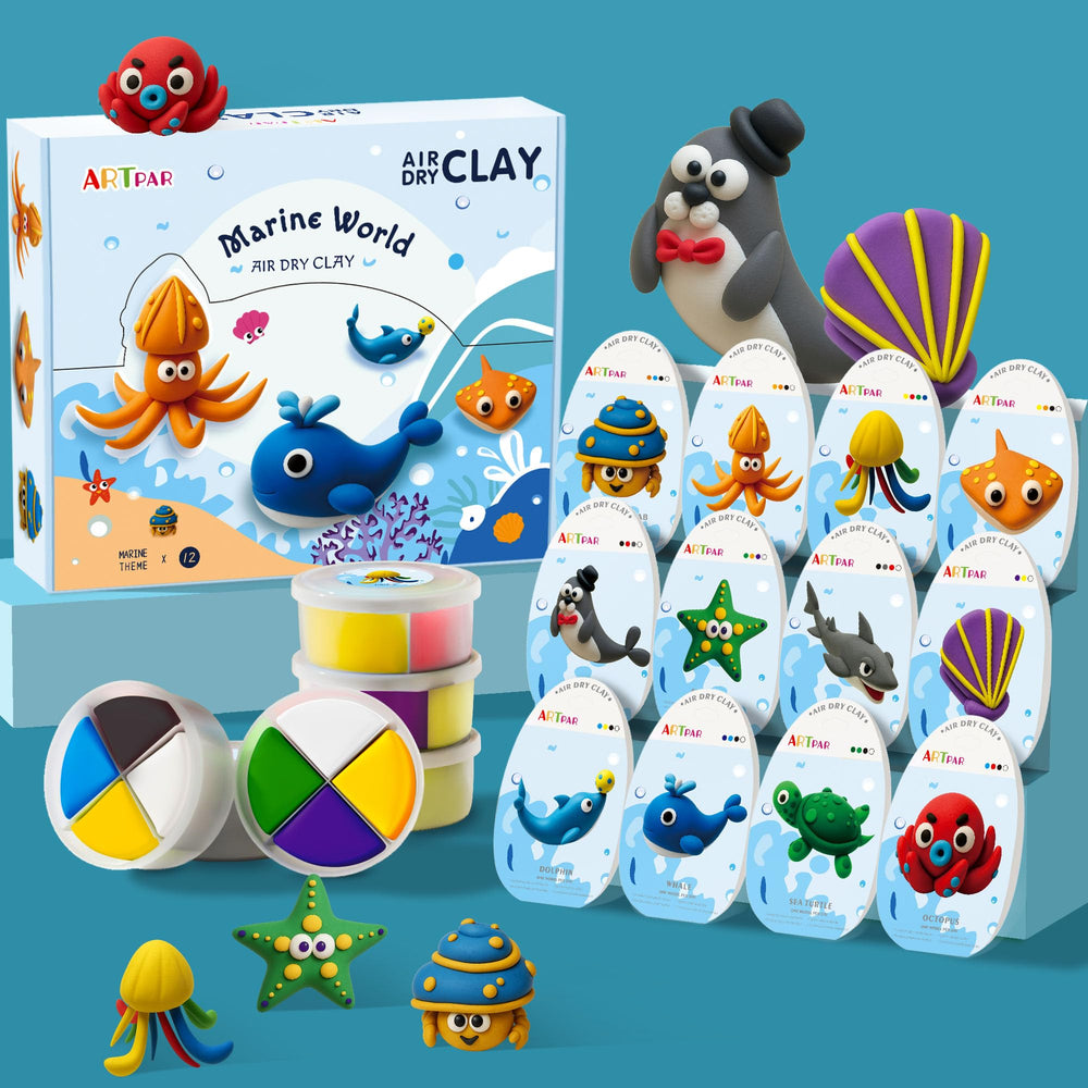 ARTPAR air-dry clay kit front view with bright colors for kids crafts