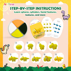 ARTPAR step-by-step dinosaur tutorial cards guide kids in paleontology-inspired art.
