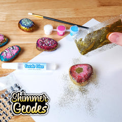 ArtSkills glitter and gem stickers add sparkle to rock art.