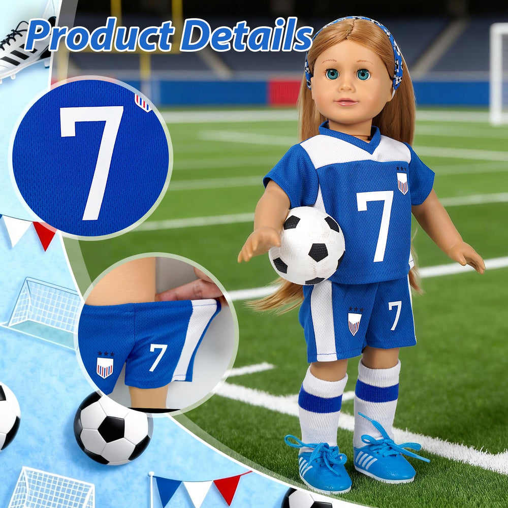 ARTST American 18-inch doll soccer socks provide snug fit and color-fast durability