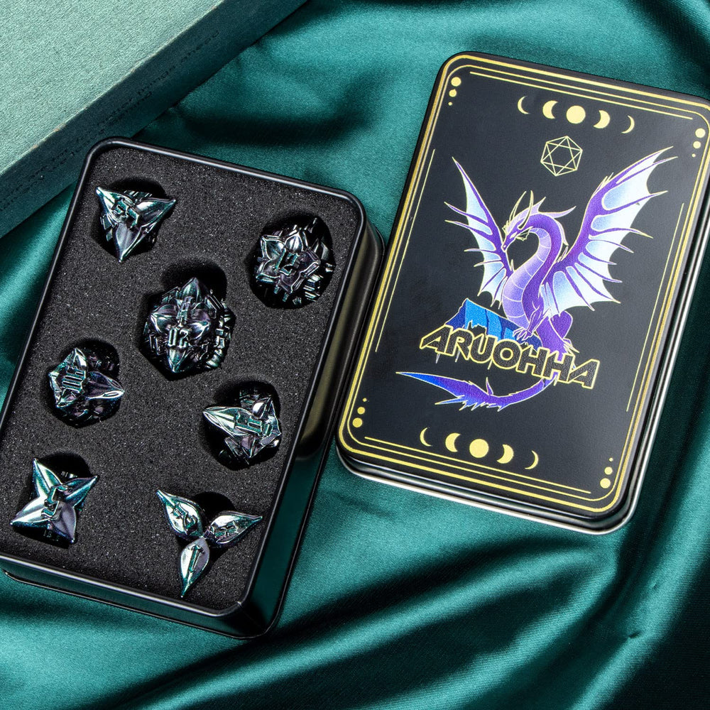 ARUOHHA dice set on table ready for tabletop sessions