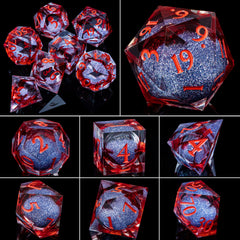 ARUOHHA Liquid Core D&D D6 blood dice featuring bold numerals and glow