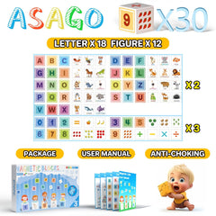 Asago ABC123 preschool learning blocks promote hands-on counting and letters