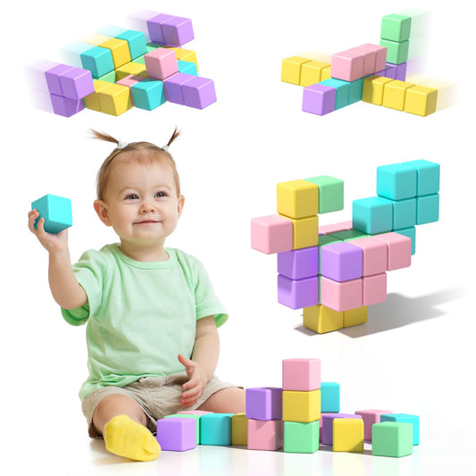 Asago magnetic blocks close-up showing toddler-safe design for imaginative building.