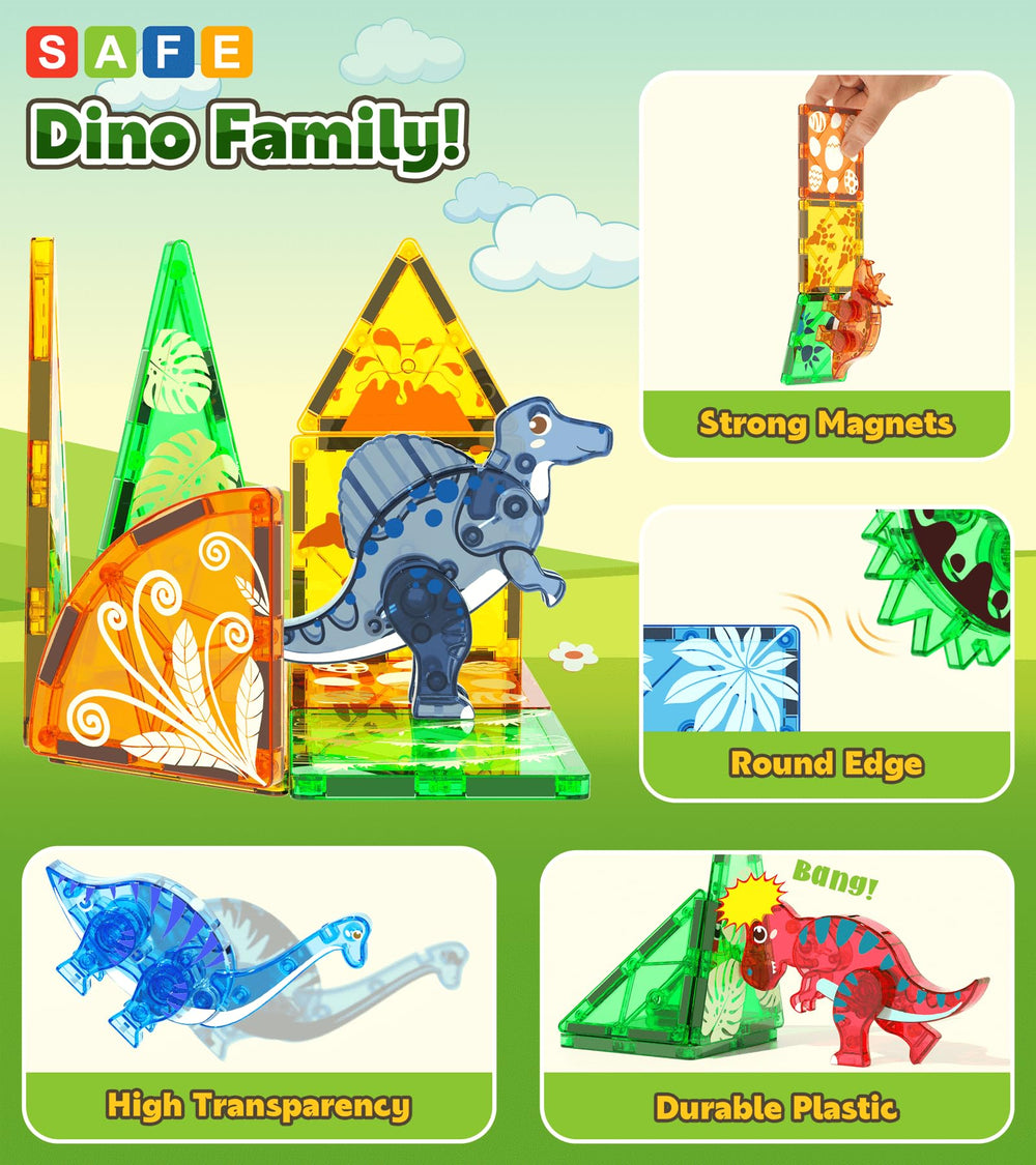 Asago animal sculptures built from magnetic tiles for imaginative play