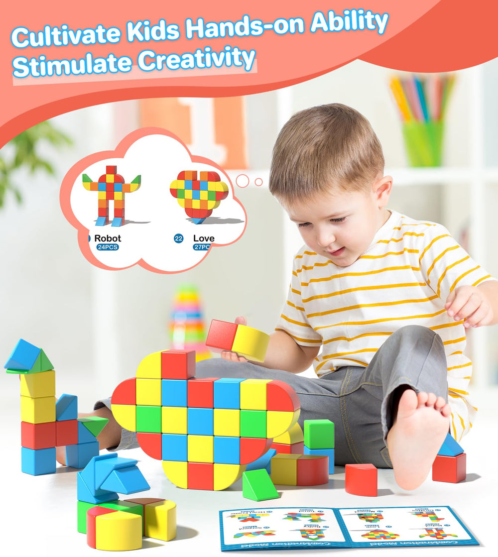 Asago triangles and cubes in five colors spark pattern building and geometry exploration.