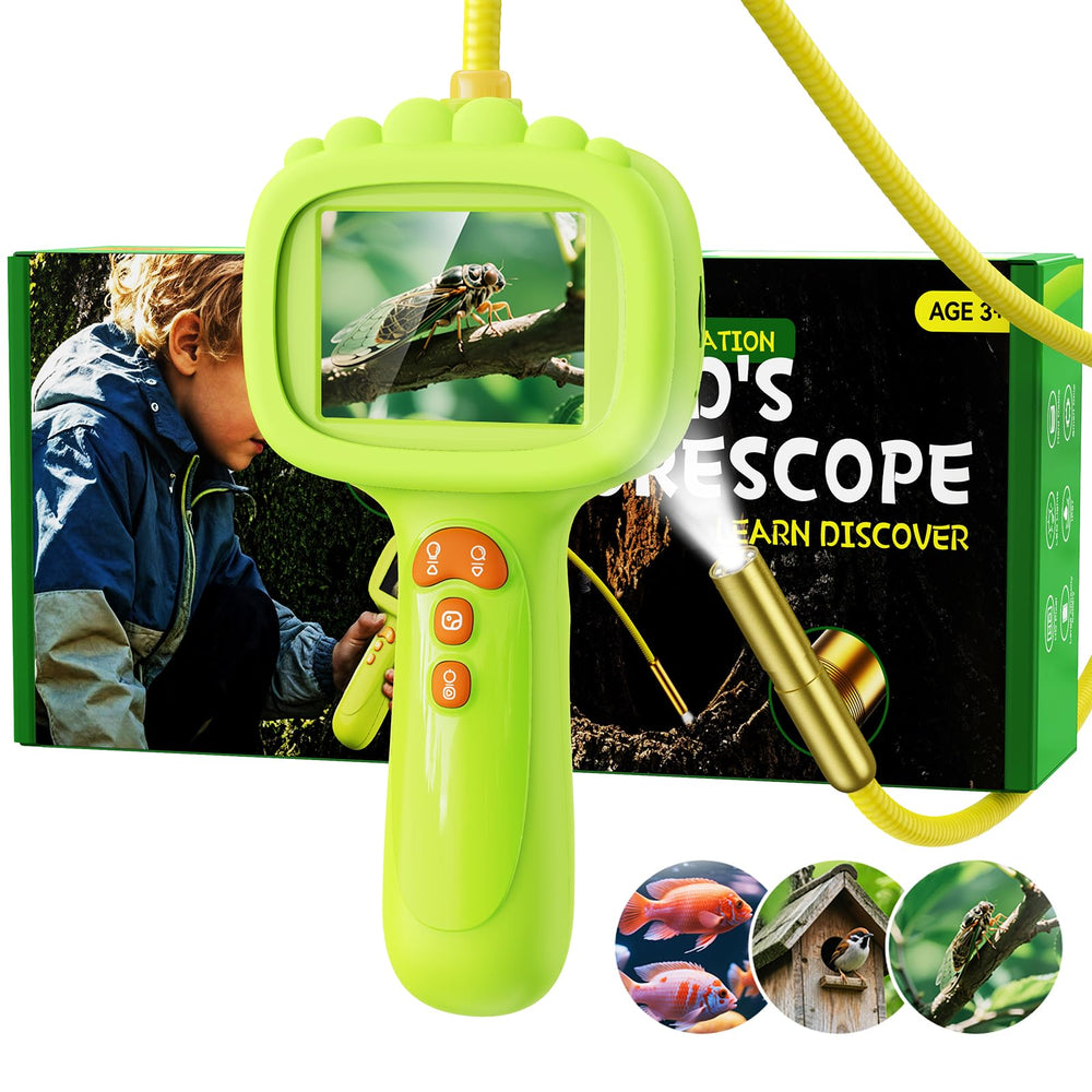 Ashfly borescope with 2.4-inch display showing outdoor visuals for kids