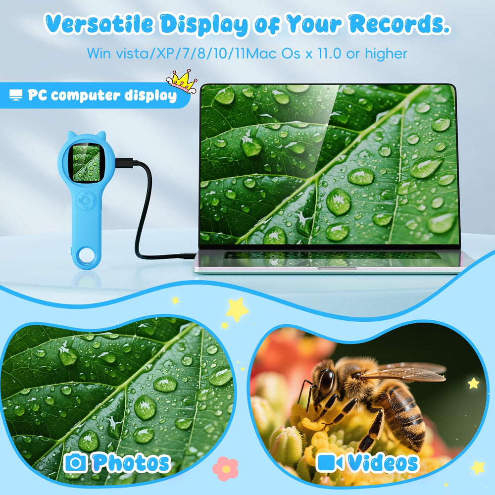 Ashfly kids blue handheld microscope for close-up viewing.