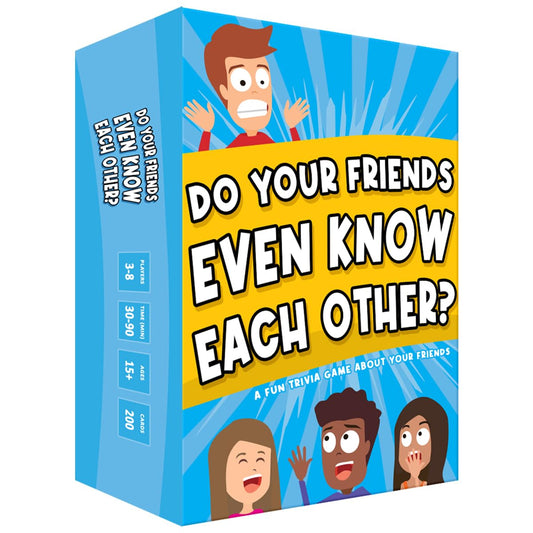 ASM GAMES Do Your Friends Even Know Each Other pack shot with colorful cards for lively gatherings