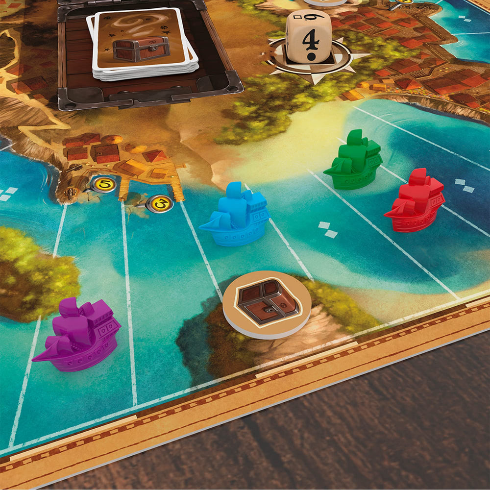 Asmodee Jamaica shelf-friendly box fits neatly on crowded game shelves