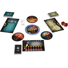 Asmodee Nightmare Before Christmas setup on a table invites family and friends to join.