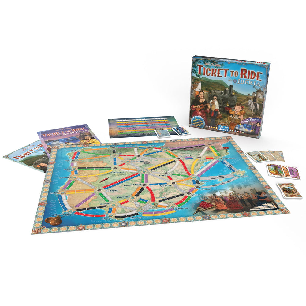 Asmodee Ticket to Ride South Korea map showing strategic routes and bonuses.