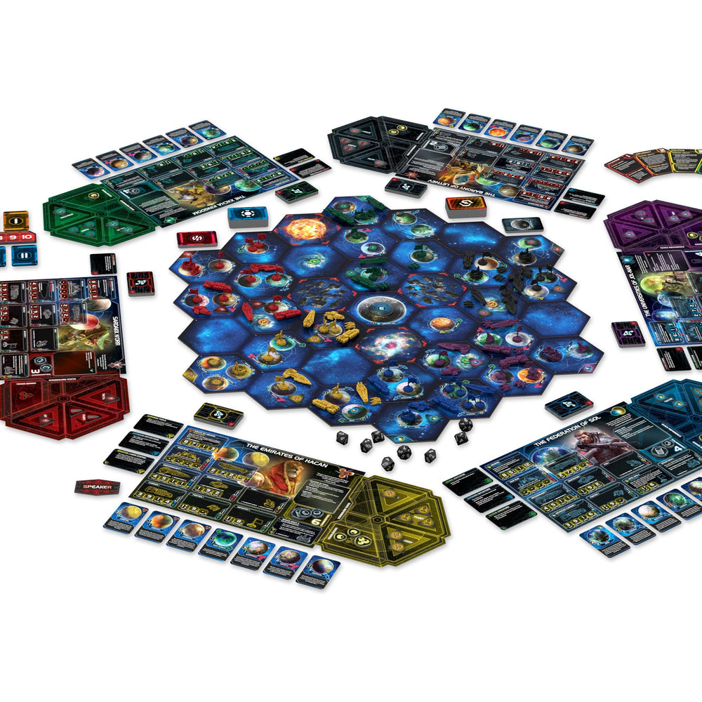 Asmodee Twilight Imperium 4e faction cards, diverse civilizations fuel varied play.